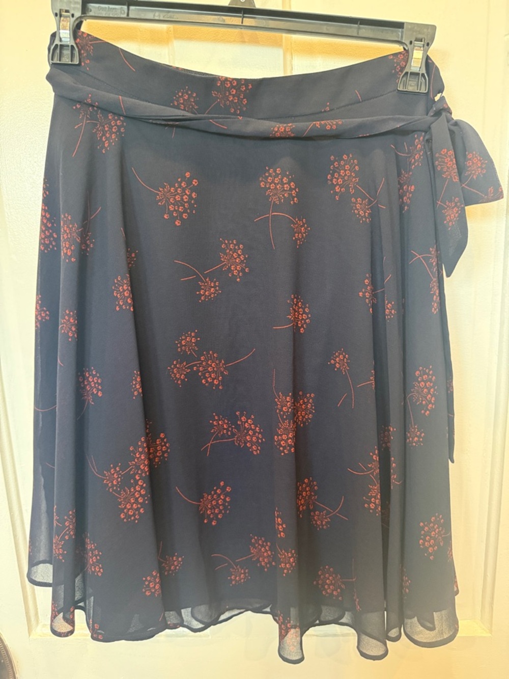 Ann Taylor Navy Circle Skirt with Red Floral Print